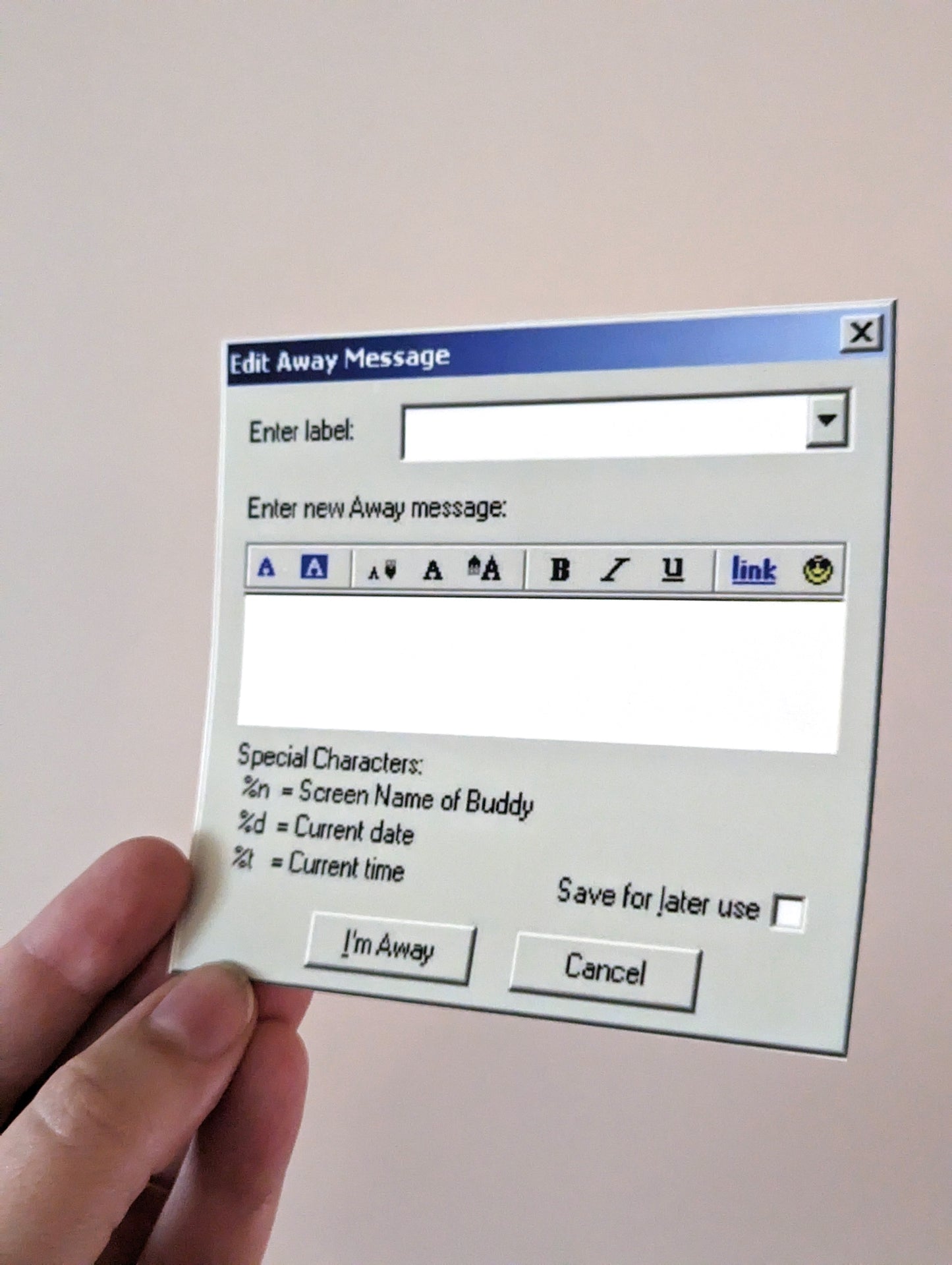 Customizable AOL Instant Messenger AIM Sticker