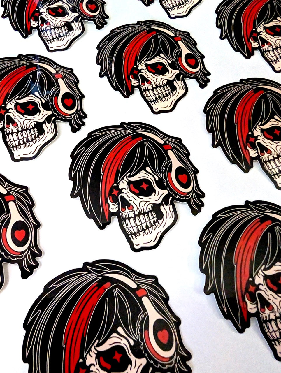 Emo Skeleton Headphones Sticker