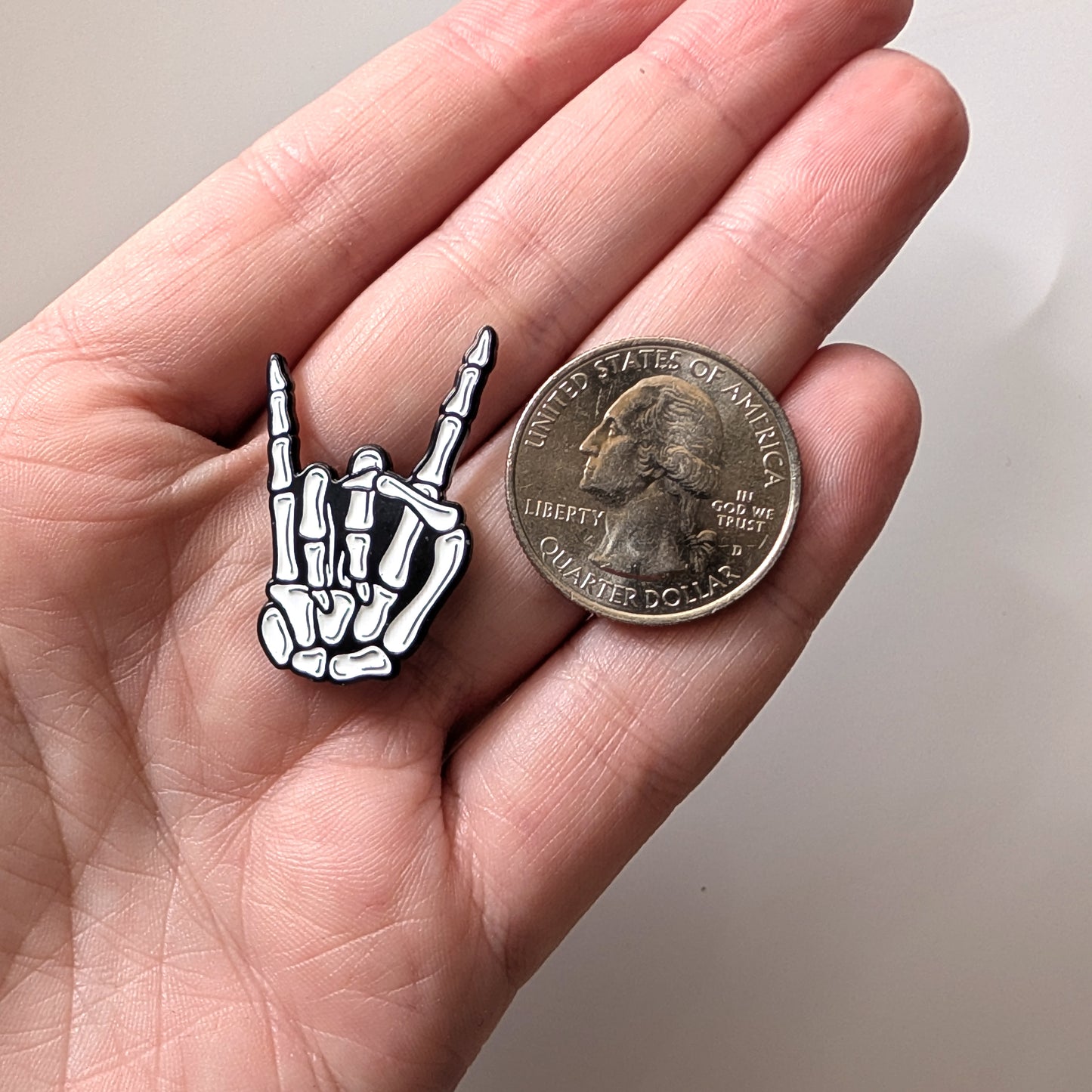 Skeleton Hand “Rock On” Enamel Pin