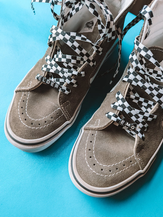 Beaded Checkered Shoe Laces