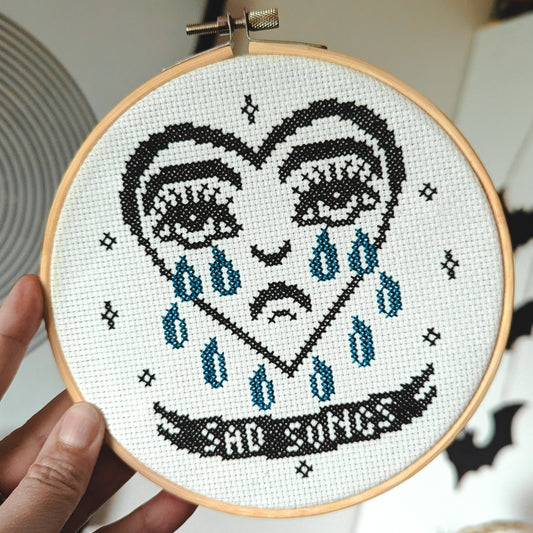 Sad Songs Cross Stitch (blue)