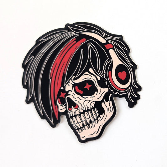 Emo Skeleton Headphones Sticker