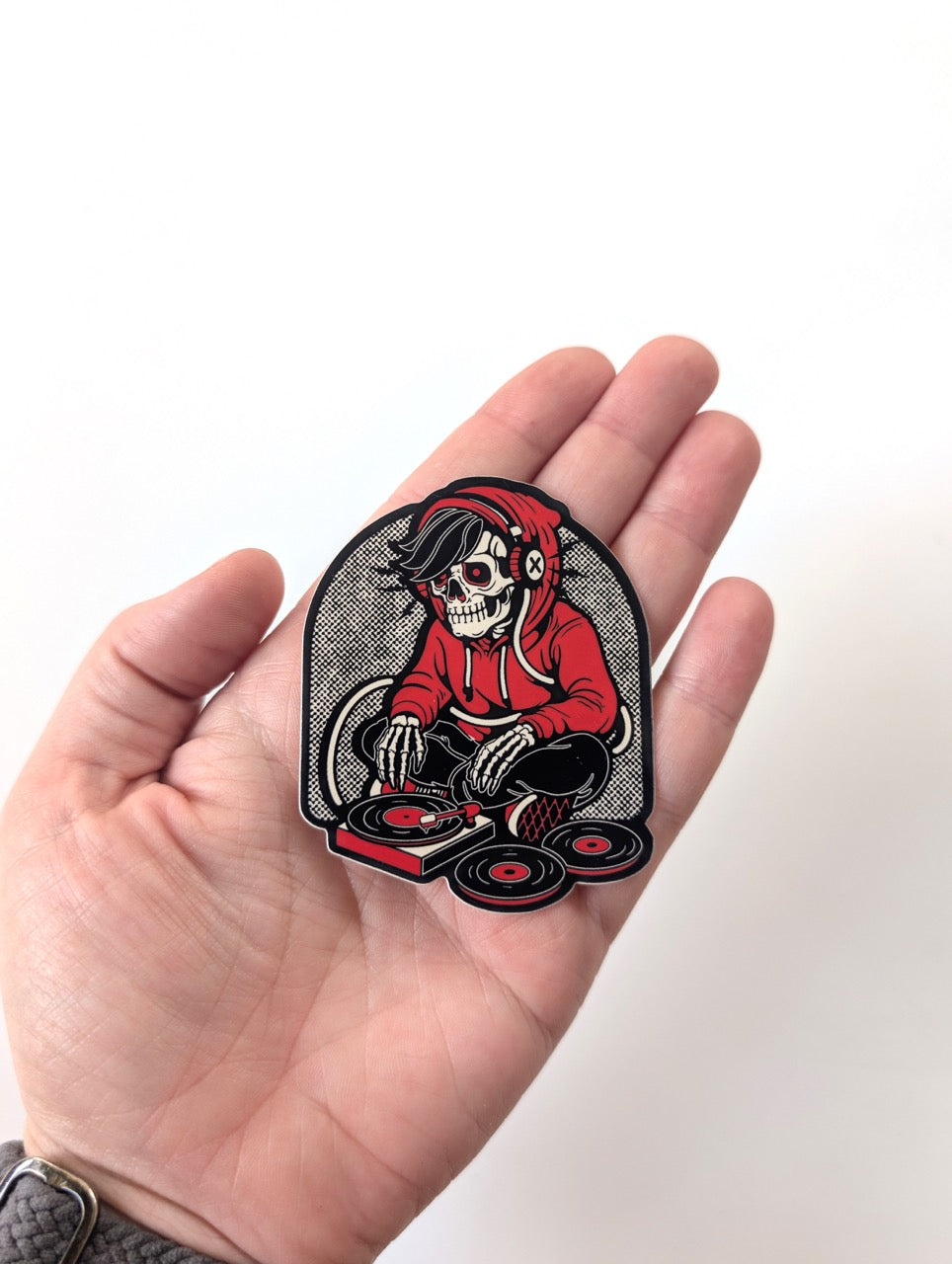 Skeleton DJ Vinyl Sticker