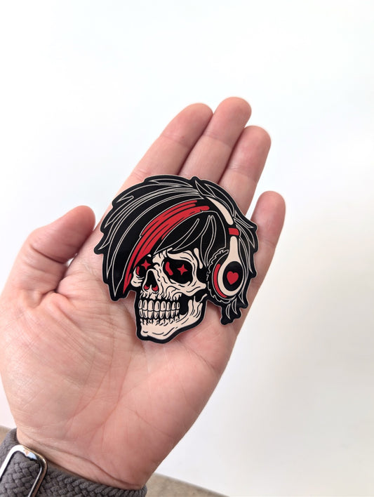 Emo Skeleton Headphones Sticker