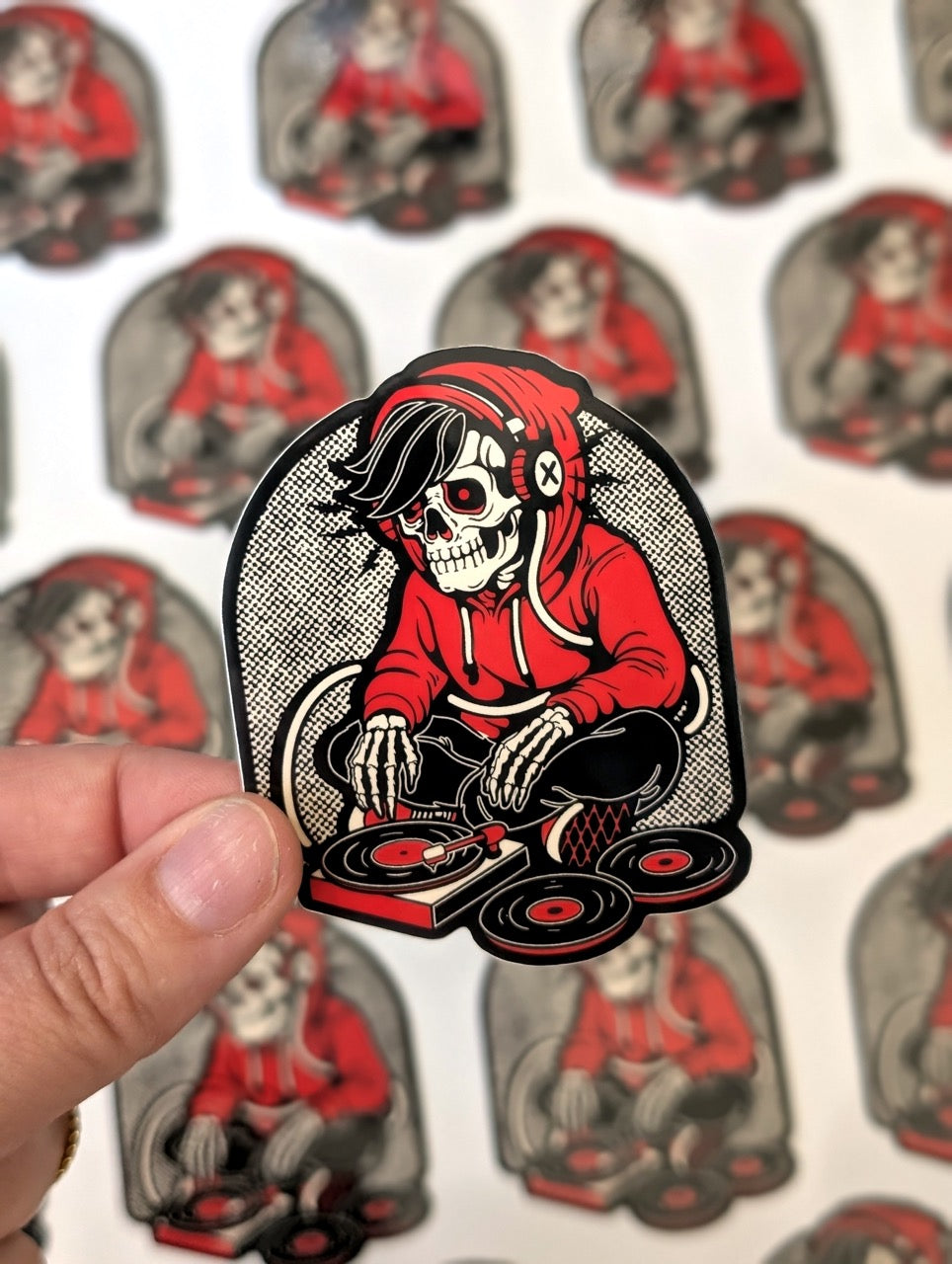 Skeleton DJ Vinyl Sticker