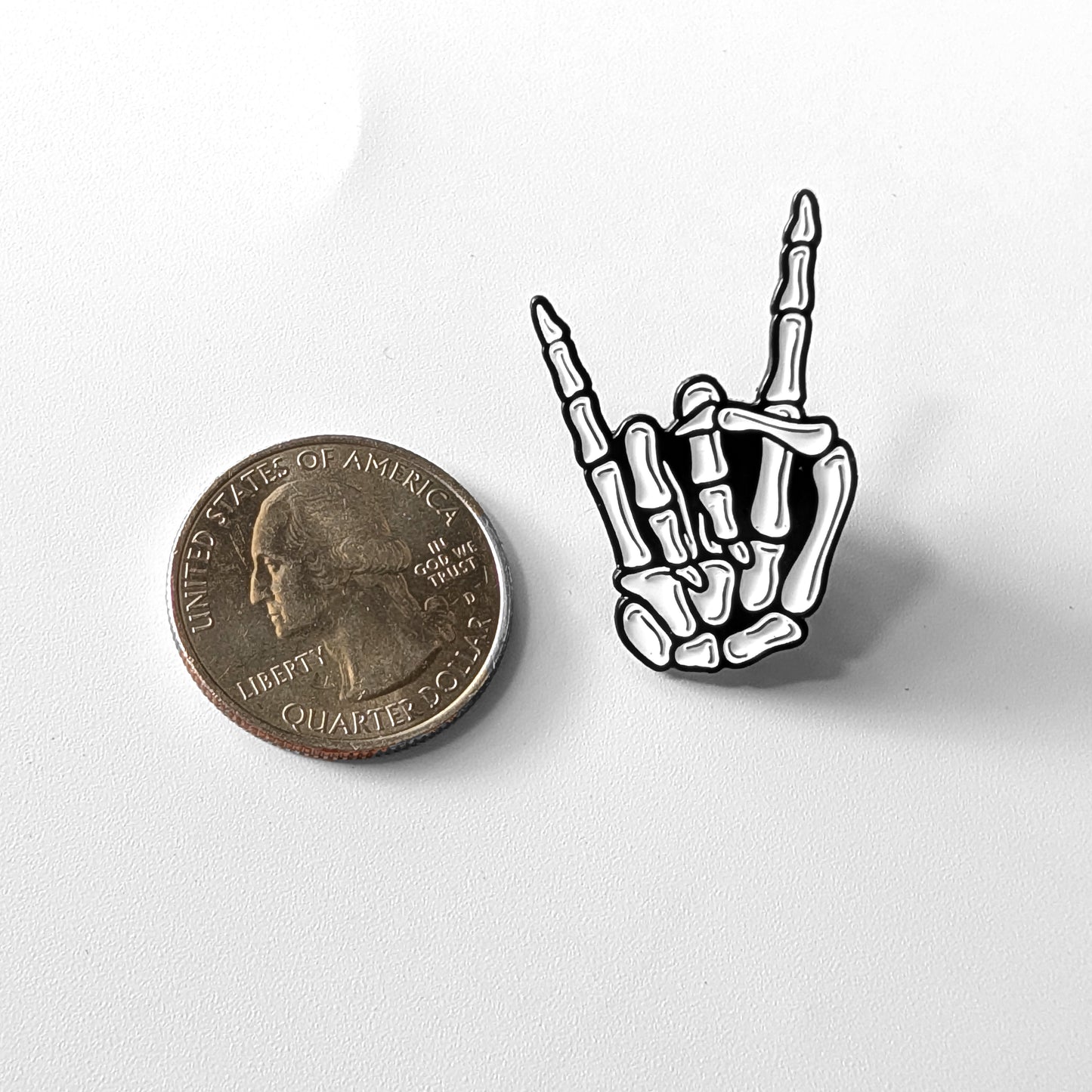 Skeleton Hand “Rock On” Enamel Pin