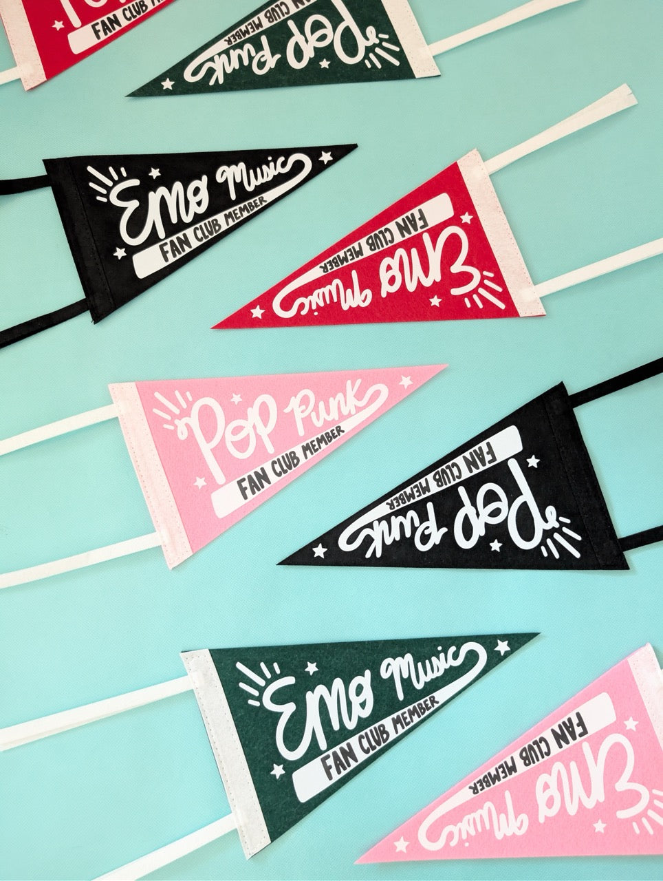 Emo and Pop Punk Music Fan Club Member Felt Pennant Flag